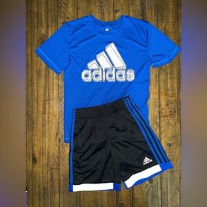 Boys Adidas Royal Blue Tee with Black Shorts Set